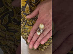 Gilbert Albert Gold Pearls Diamonds 18 Carat White Gold Cocktail Ring