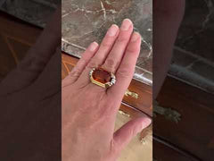 Bague Tank Citrine Madère 13 Carats Or Jaune Or Gris 18 Carats