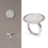 10 Carats Round Opal Diamonds 18K White Gold Ring