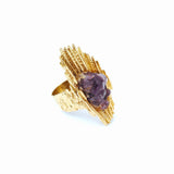 Vintage Rough Amethyst 18 Carats Yellow Gold Ring