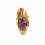 Vintage Rough Amethyst 18 Carats Yellow Gold Ring