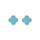 Van Cleef & Arpels Alhambra Vintage Turquoise 18 Carats White Gold Earrings