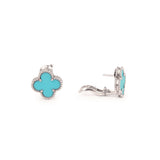 Van Cleef & Arpels Alhambra Vintage Turquoise 18 Carats White Gold Earrings