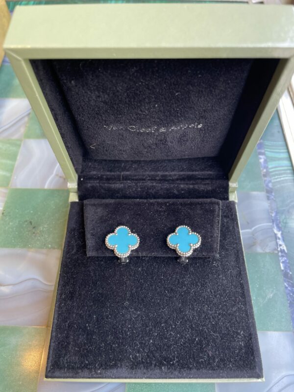 Van Cleef & Arpels Vintage Alhambra 5 Motif Turquoise White Gold