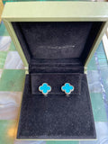 Van Cleef & Arpels Alhambra Vintage Turquoise 18 Carats White Gold Earrings