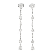 4.50 Carats Pear Cut Round Cut Baguette Cut Diamonds 18K White Gold Earrings