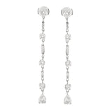 4.50 Carats Pear Cut Round Cut Baguette Cut Diamonds 18K White Gold Earrings