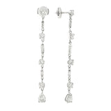4.50 Carats Pear Cut Round Cut Baguette Cut Diamonds 18K White Gold Earrings