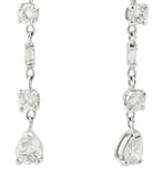 4.50 Carats Pear Cut Round Cut Baguette Cut Diamonds 18K White Gold Earrings