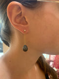 Drops Sapphires Diamonds 18k and Silver Yellow Gold Earrings