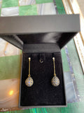 Drops Sapphires Diamonds 18k and Silver Yellow Gold Earrings