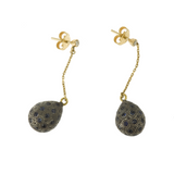 Drops Sapphires Diamonds 18k and Silver Yellow Gold Earrings