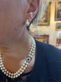 Boucles d'Oreilles Perles 9mm Diamants Or Gris 18 Carats
