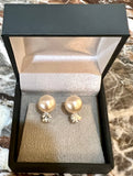 9mm Pearls Diamonds 18 Carats White Gold Clips Earrings