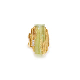 Vintage Yellow Rough Beryl Diamonds 18 Carats Yellow Gold Ring