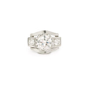 Certified Art Deco Diamond Ring F/SI1 2.20 Carats Diamond 18 Carats White Gold