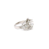Certified Art Deco Diamond Ring F/SI1 2.20 Carats Diamond 18 Carats White Gold
