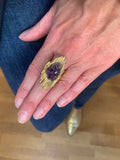 Vintage Rough Amethyst 18 Carats Yellow Gold Ring