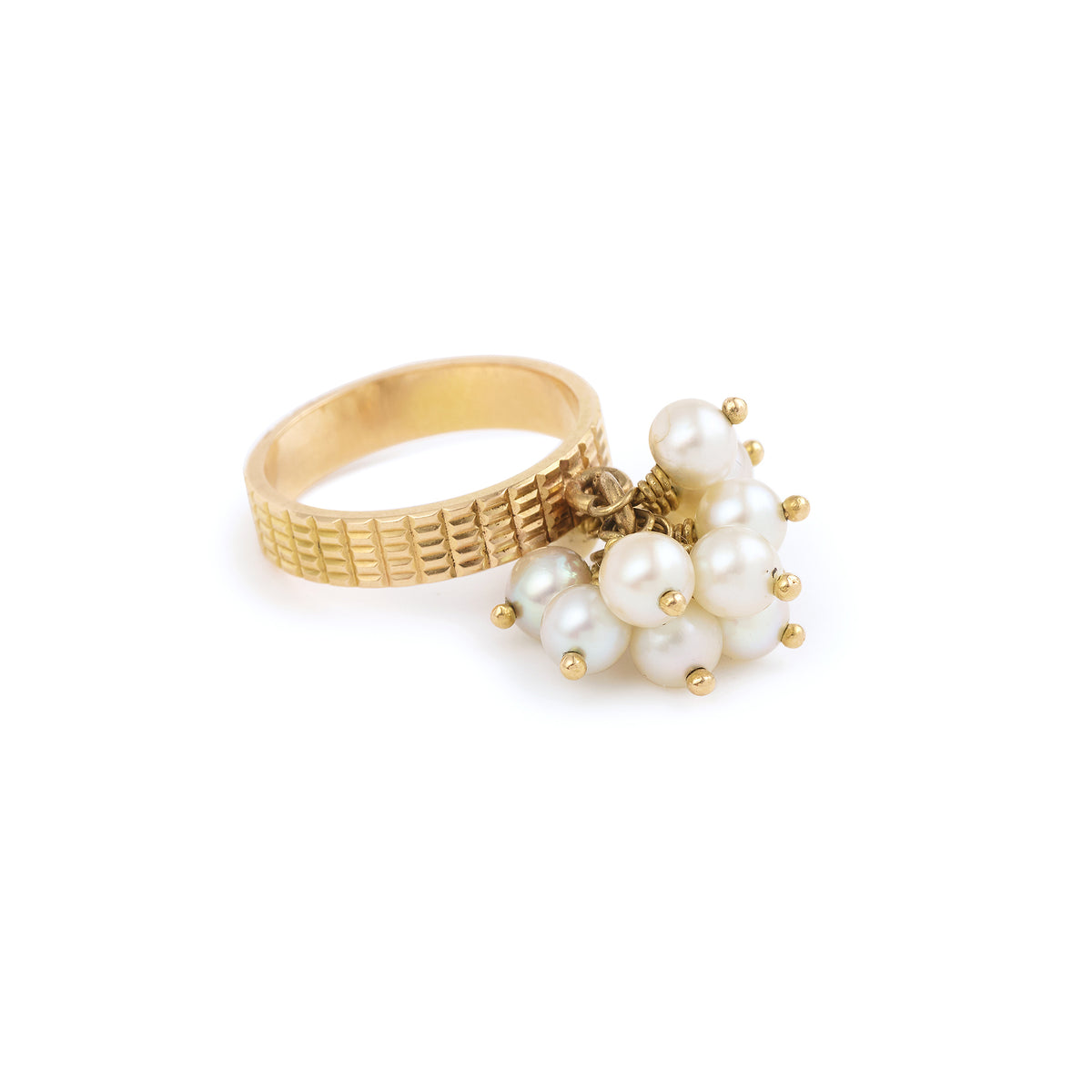 Cultured Pearls Grelot 18 Carats Yellow Gold Ring