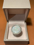 10 Carats Round Opal Diamonds 18K White Gold Ring