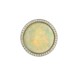 10 Carats Round Opal Diamonds 18K White Gold Ring