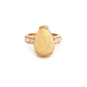 Bague Opale Ethiopie 4.81 Carats Diamants Or Jaune 18 Carats