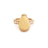 Bague Opale Ethiopie 4.81 Carats Diamants Or Jaune 18 Carats