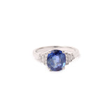 3.08 Carats Ceylon Sapphire Diamonds 18 Carats White Gold Ring