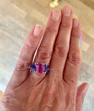 Bague Saphir Rose Tanzanites Diamants Or Gris 18 Carats