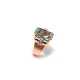 Retro Tank 12 Carats Aqua Marine Diamonds 18 Carats Rose Gold Ring