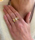 Tank 0.45 Carats Diamonds Platinum 18 Carats Yellow Gold Ring