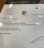 Certified 4.22 Carats Paraïba Tourmaline 1.60 Carats Diamonds 18K White Gold Ring