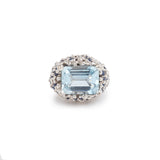 Bague Cocktail Antoine Camus Aigue Marine 10 Carats Saphirs Or Gris 18 Carats