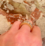 Buccellati style Two-Color diamonds 18K Gold Band Ring