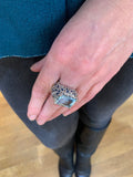 Antoine Camus 10 Carats Aquamarine Sapphires 18 Carats White Gold Cocktail Ring