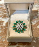 Cabochon Emeralds Diamonds 18 Carats Yellow Gold Cocktail Ring