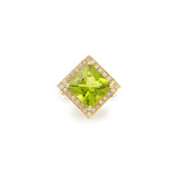 Bague Péridot 6.13 Carats Diamants 0.50 Carats Or Jaune 18 Carats