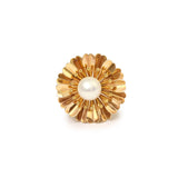 Pearl 18 Carats Rose Gold Cocktail Daisy Ring