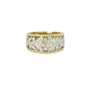 Buccellati style Two-Color diamonds 18K Gold Band Ring