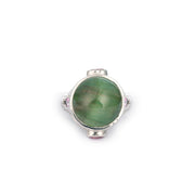 Cat’s Eye Green Tourmaline pink sapphires 18K White Gold Ring