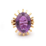 14 Carats Amethyst 18 Carats Yellow Gold Cocktail Ring