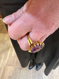 14 Carats Amethyst 18 Carats Yellow Gold Cocktail Ring