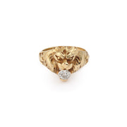 Bague Chevalière Lion Diamant 0.35 Carats Or Jaune 18 Carats