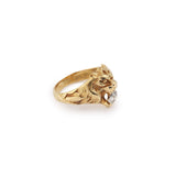 0.35 Carats Diamond 18 Carat Yellow Gold Lion Signet Ring 