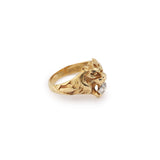 Bague Chevalière Lion Diamant 0.35 Carats Or Jaune 18 Carats