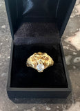 Bague Chevalière Lion Diamant 0.35 Carats Or Jaune 18 Carats