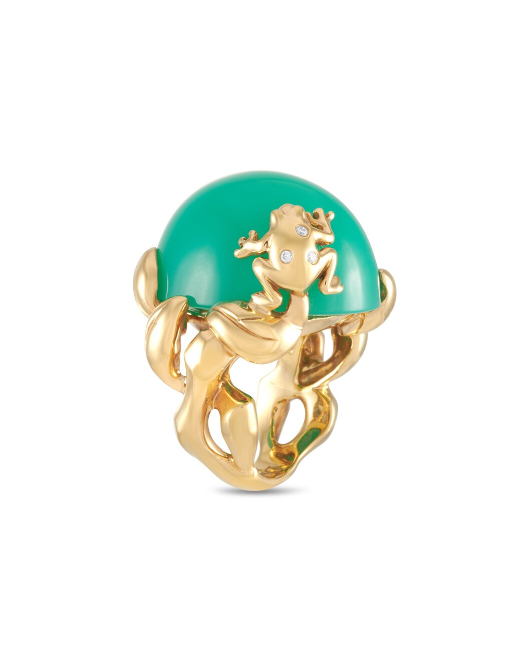 Bague Cocktail Dior "Gourmande" Chrysoprase Diamants Or Jaune 18 Carats