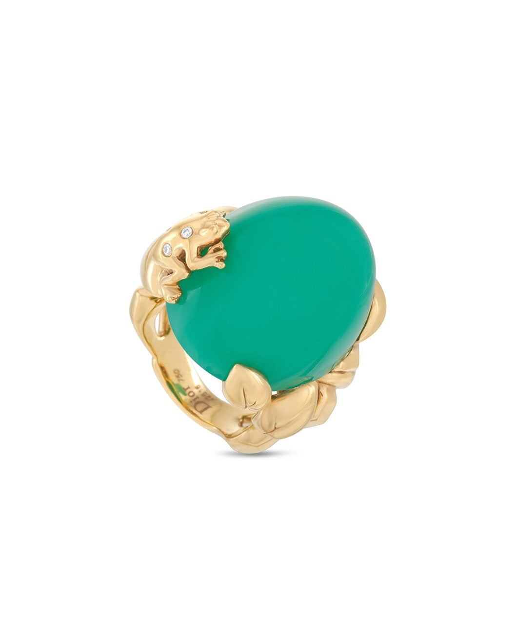 Bague Cocktail Dior "Gourmande" Chrysoprase Diamants Or Jaune 18 Carats