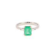 Bague Emeraude Colombie 1,43 Carats Diamants Or Gris 18 Carats