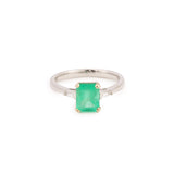Bague Emeraude Colombie 1,43 Carats Diamants Or Gris 18 Carats
